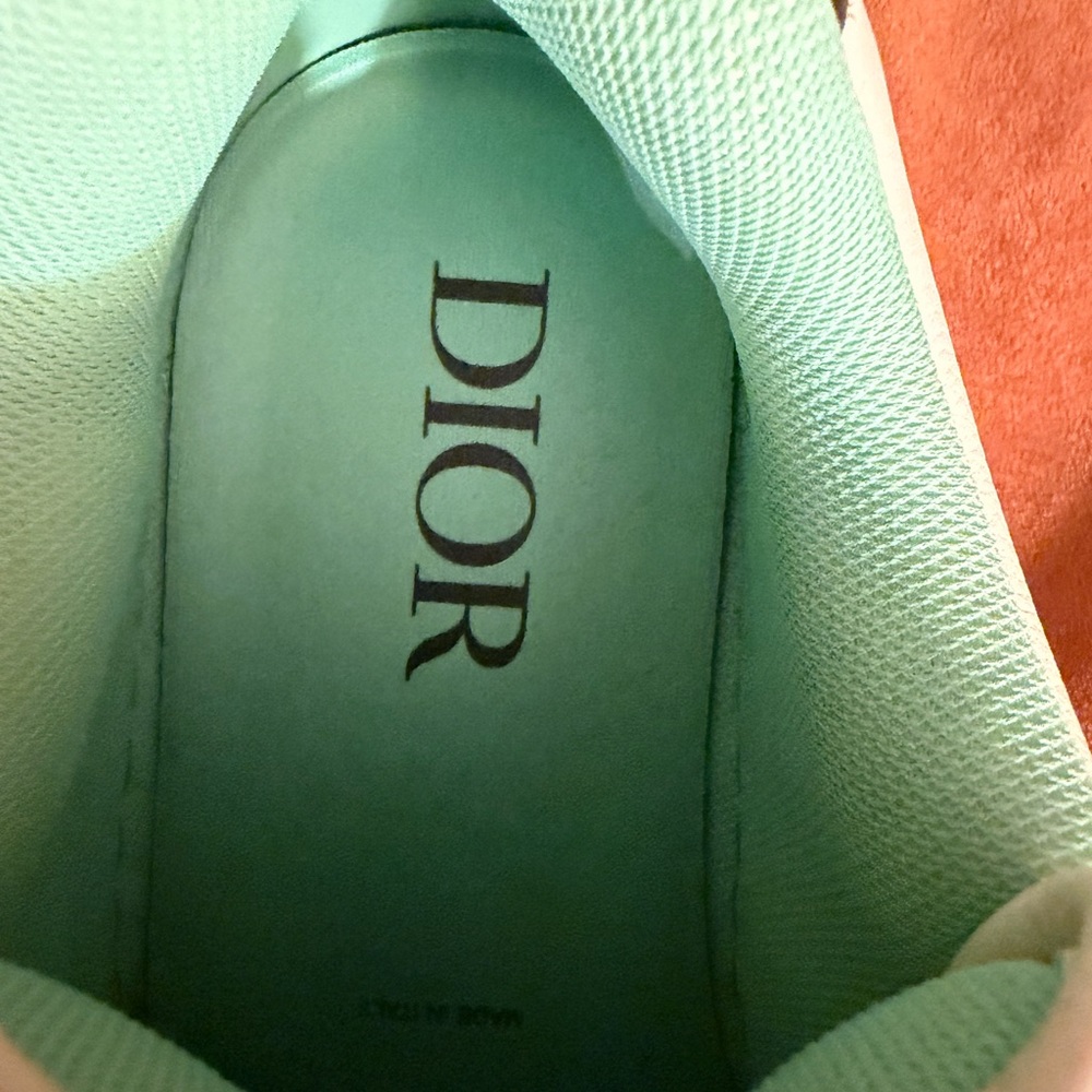 Dior White and Brown Sneakers with Mint Accents - Picture 5 of 11